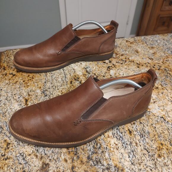 Tommy Bahama Shoes Mens Size 11.5 Brown Leather Slip On Eaton Loafers Comfort - Picture 4 of 14
